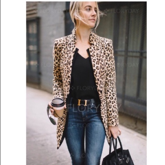 Floryday | Jackets \u0026 Coats | Floryday Leopard Print Blazer Size Medium Nwt  | Poshmark